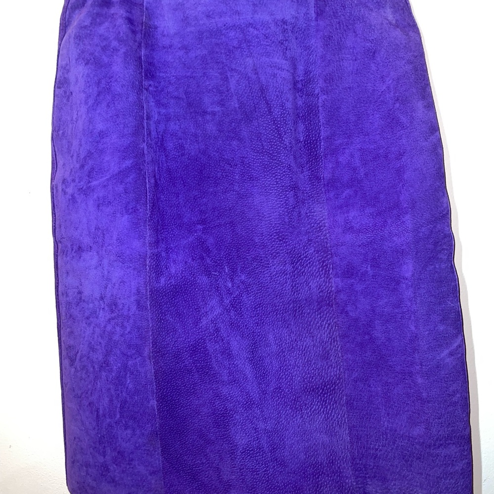 Vintage Bagatelle Purple Genuine Leather Suede Skirt Sz M